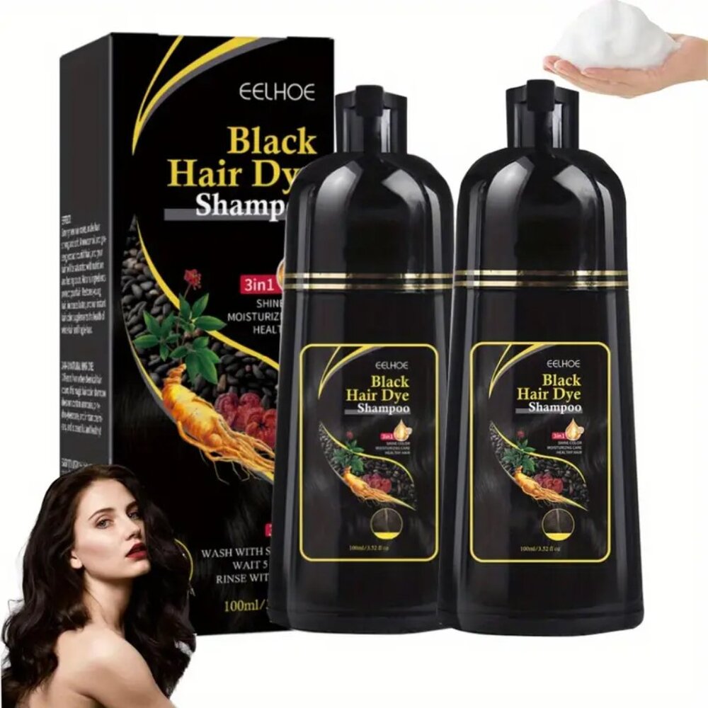 NWT Eelhoe Black Herbal Hair Color Shampoo for Vibrant Shine and Rich Tone